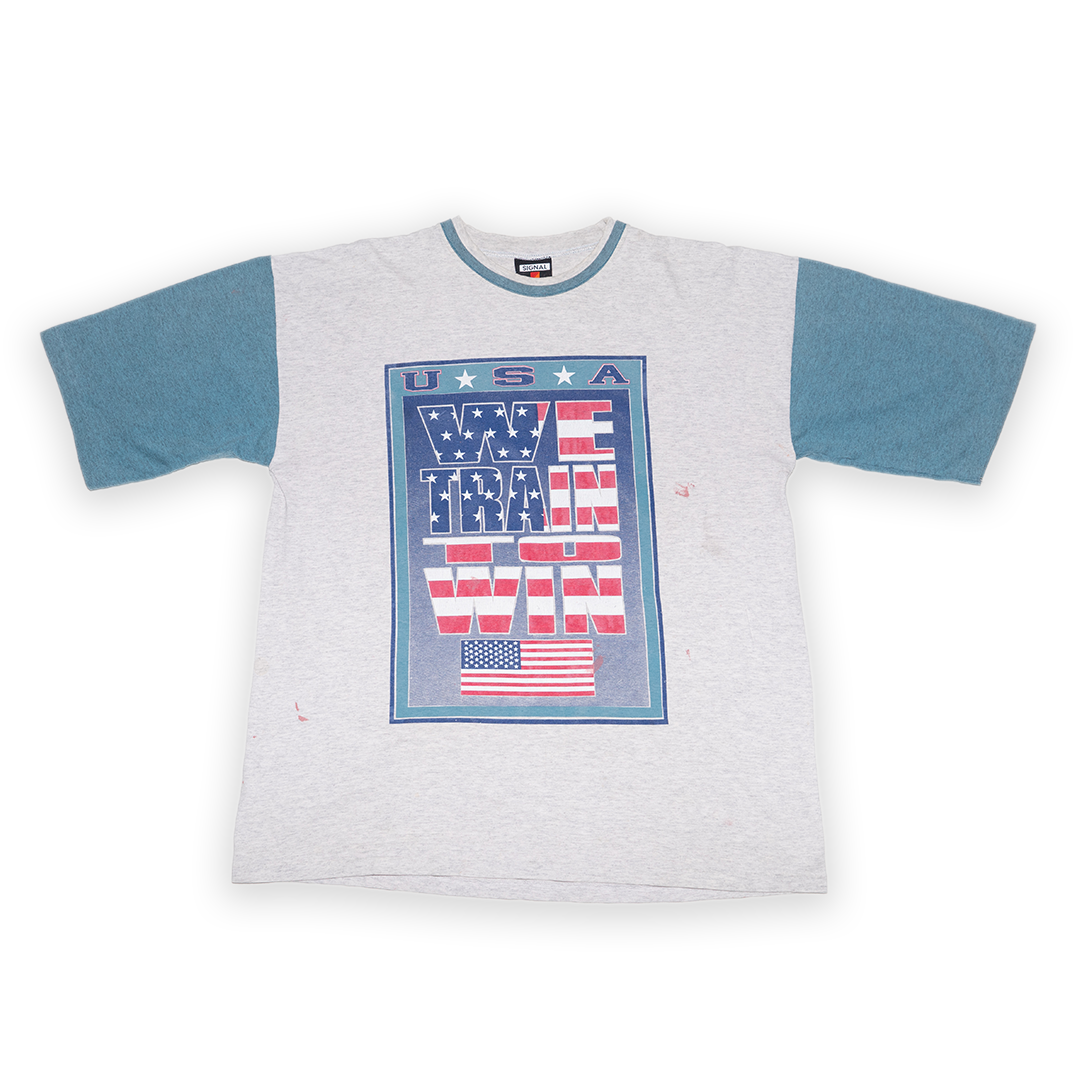 vintage usa - t-shirt - light grey/ blue - xlarge