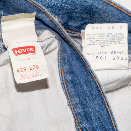 1992 levis 501 - blue - 28x36(cut) - USA made paper tag