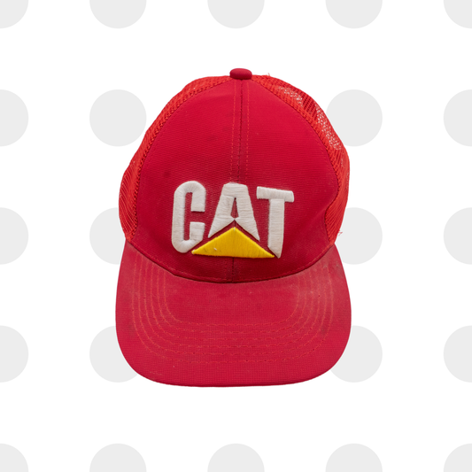 cat trucker cap - snapback - red - front