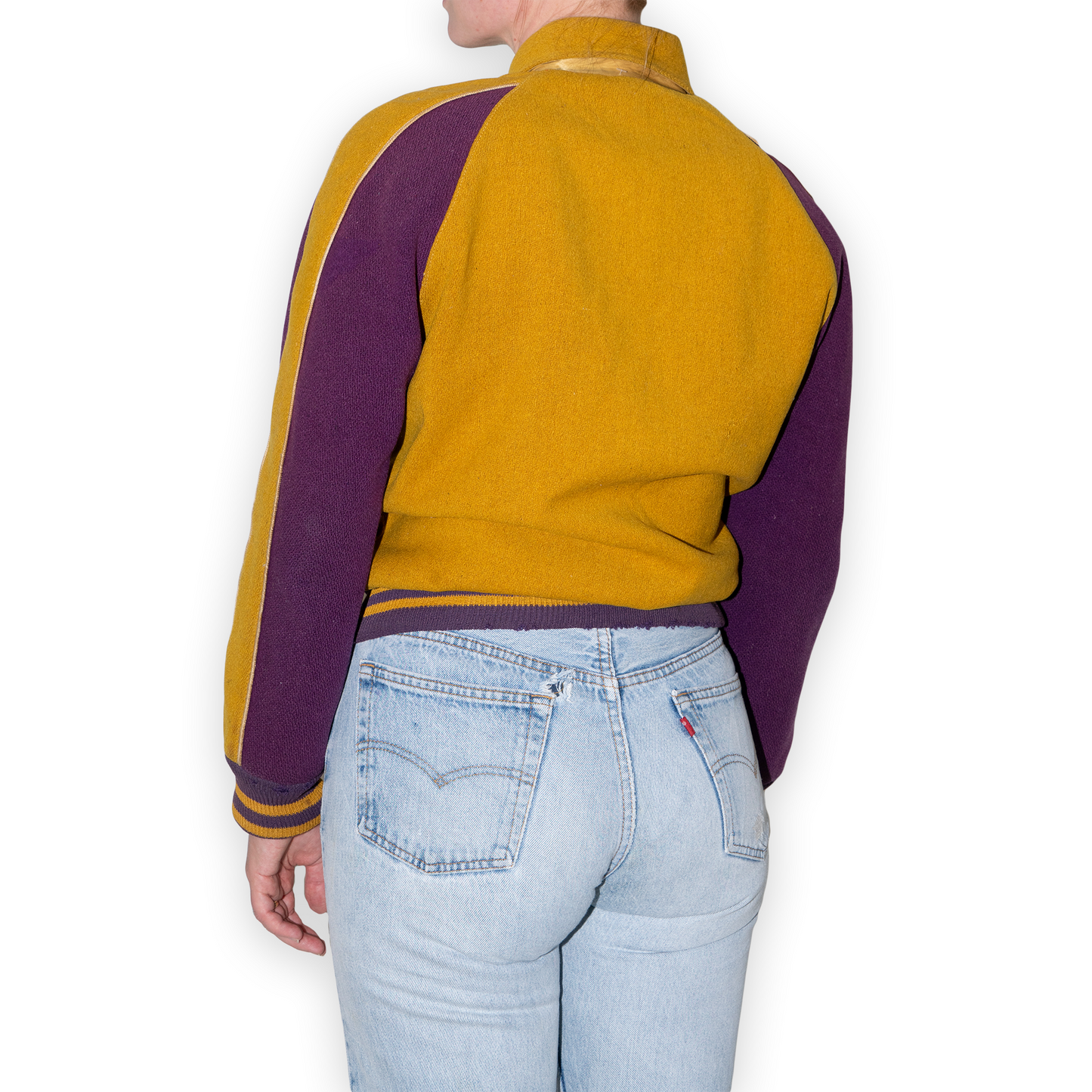 70s varsity jacket - reversible - purple/yellow - small