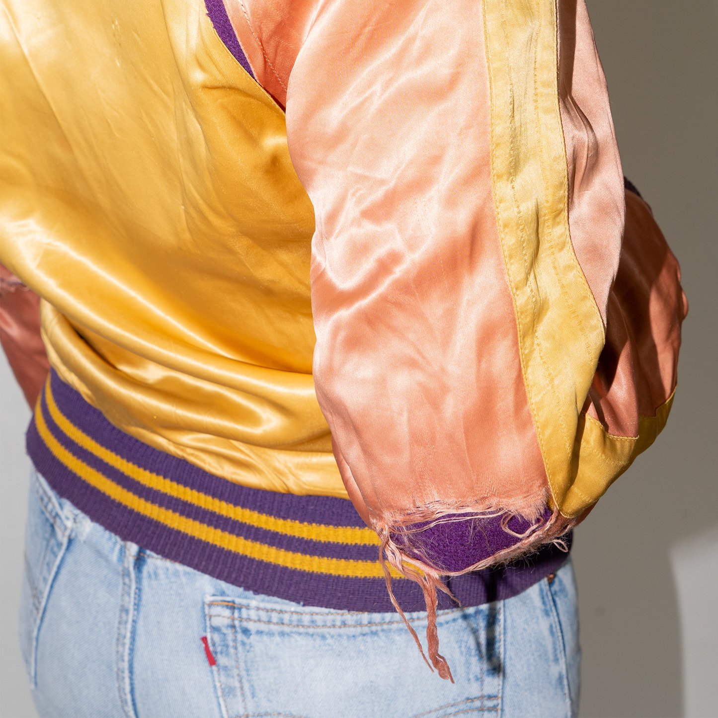 70s varsity jacket - reversible - purple/yellow - small