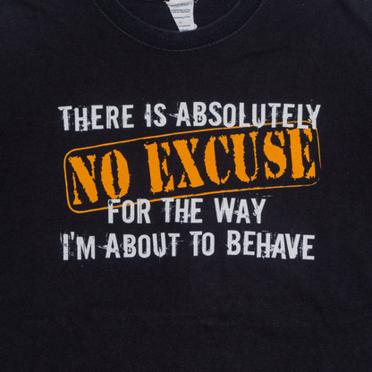 no excuse - t-shirt - black - l - front print