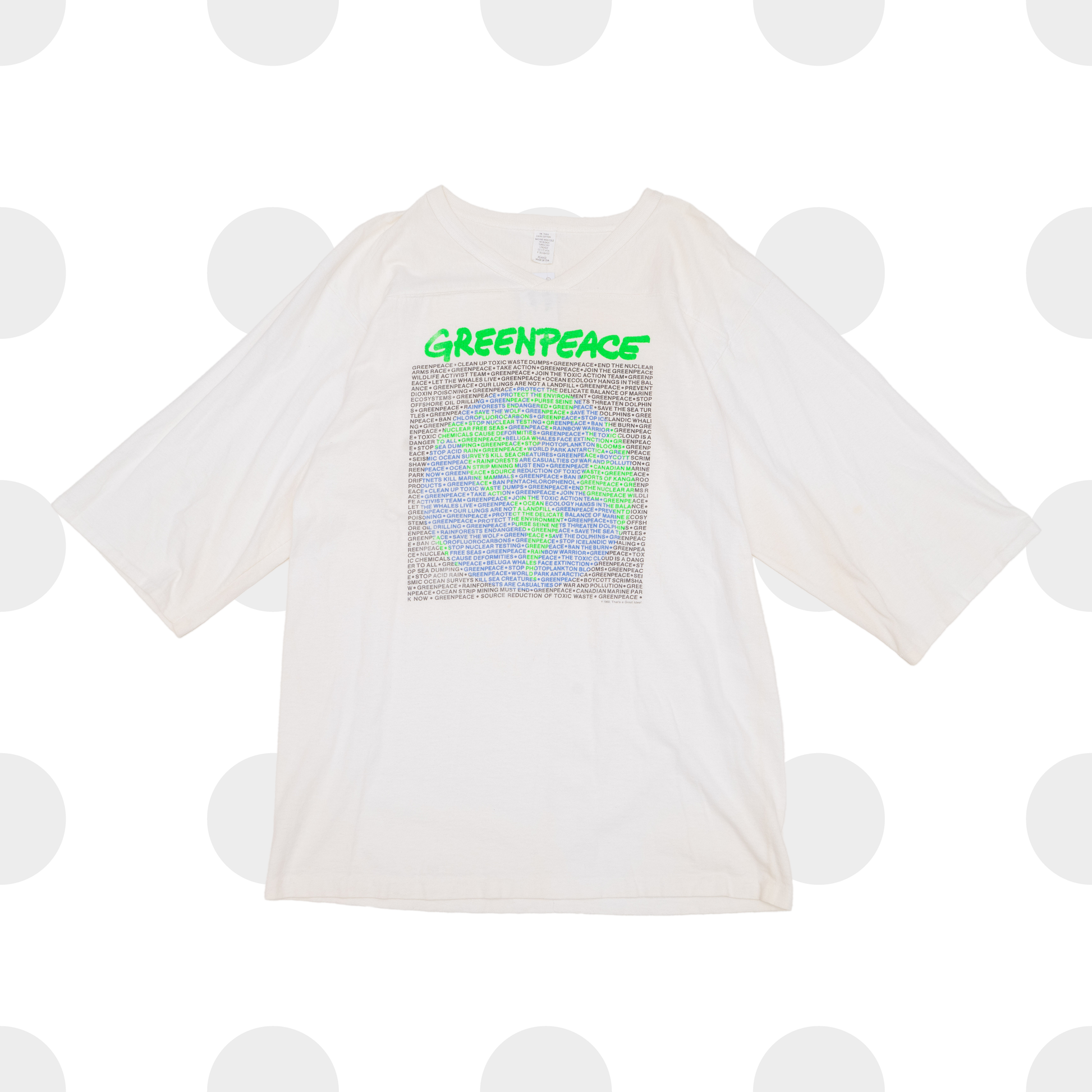 1989 greenpeace - t-shirt - white - xl - vintage - front