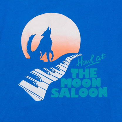 1990s the moon saloon - t-shirt - blue - xl - vintage - print