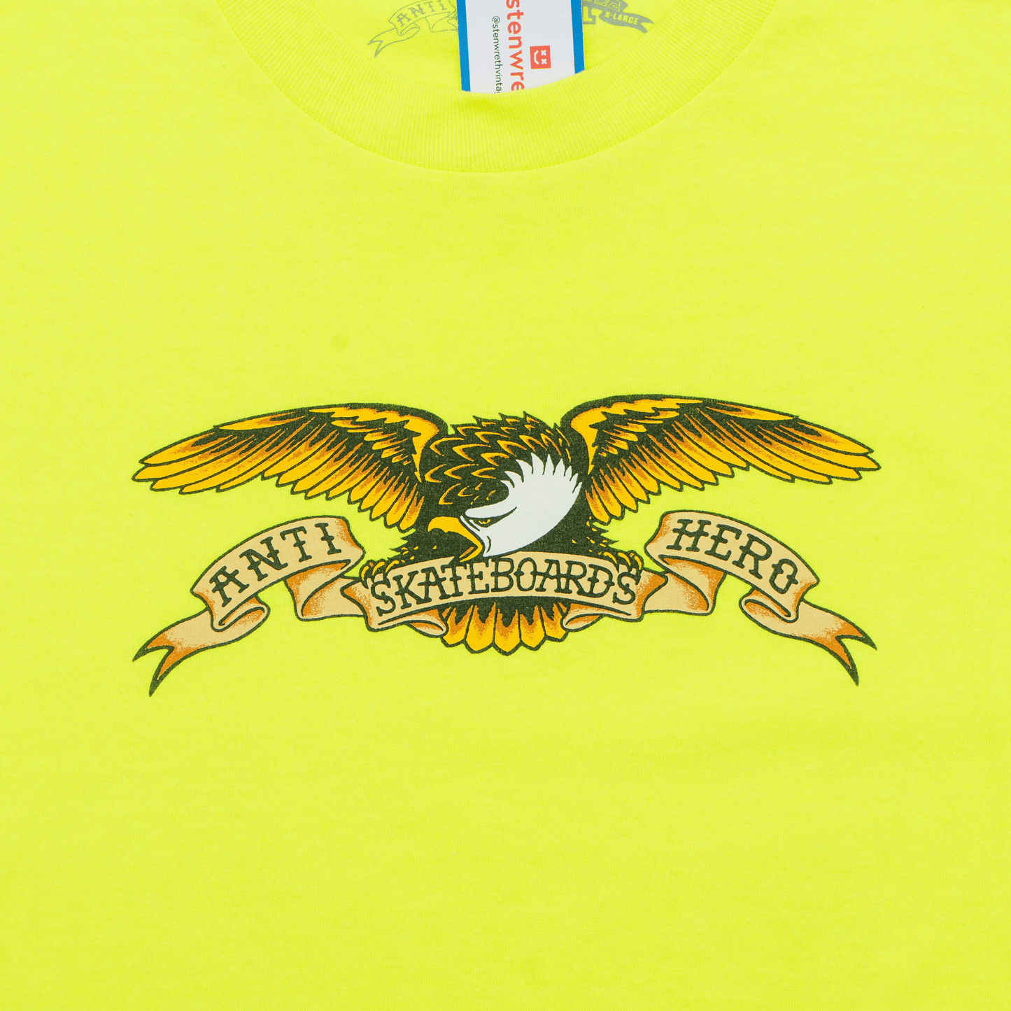 anti hero - t-shirt - neon yellow - xl - front print