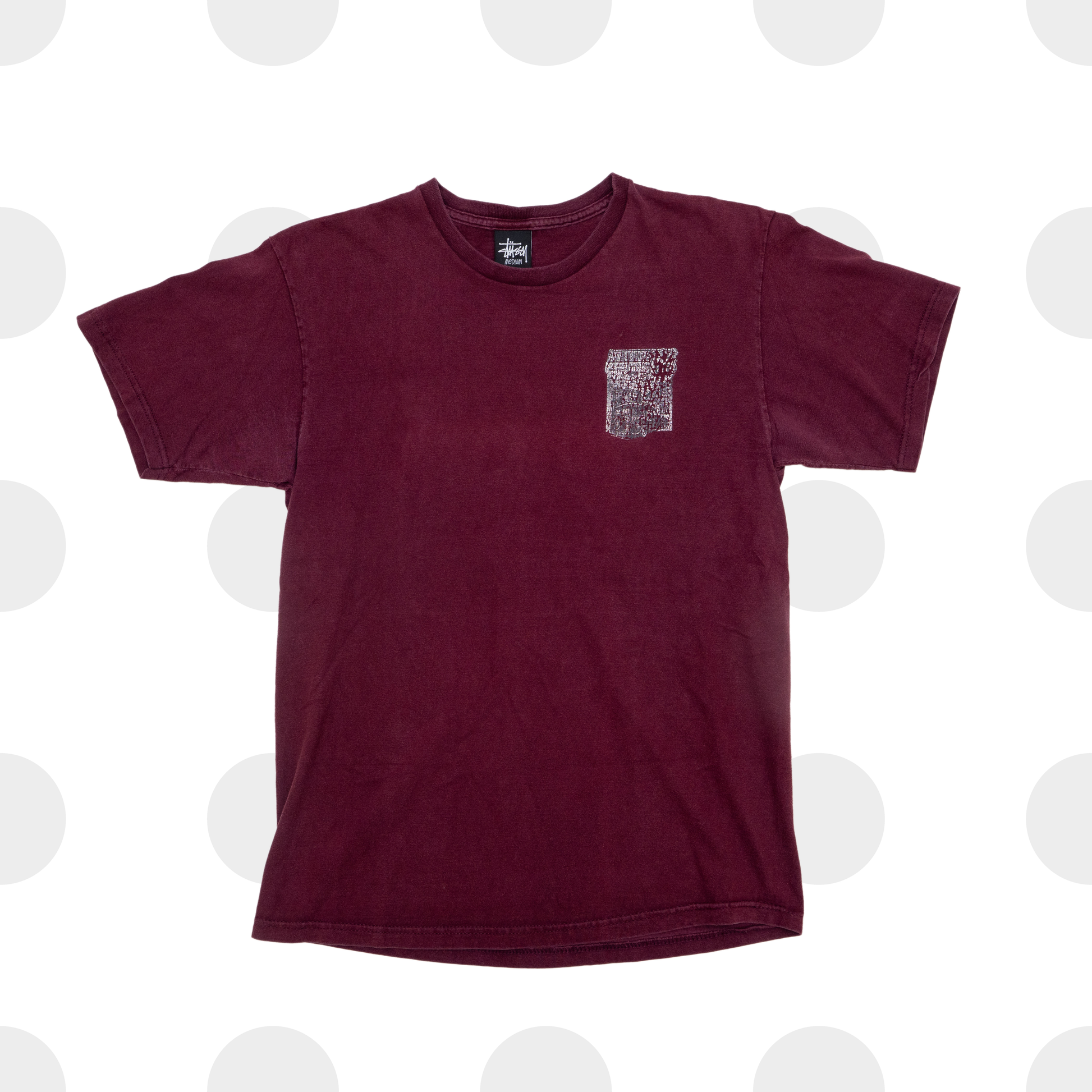 stüssy route 66 - t-shirt - wine red - medium - front