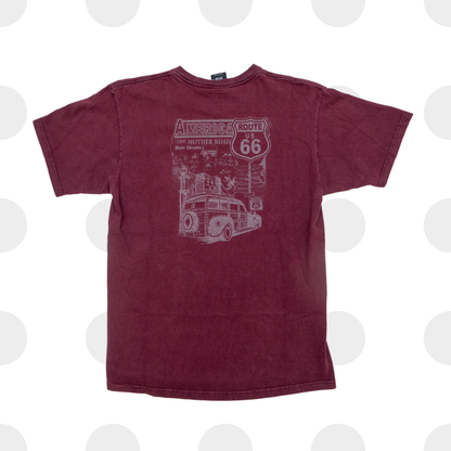 stüssy route 66 - t-shirt - wine red - medium - back