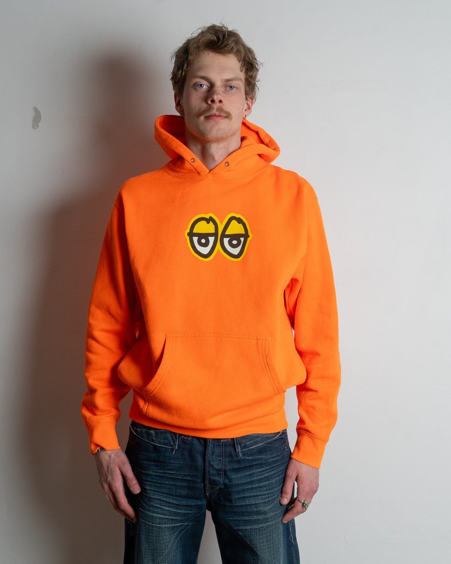 krooked skateboards - hoodie - orange - small