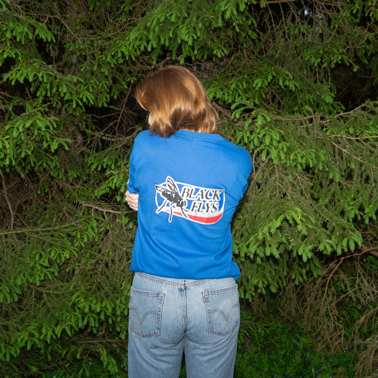 vintage black flys - blue - t-shirt - large