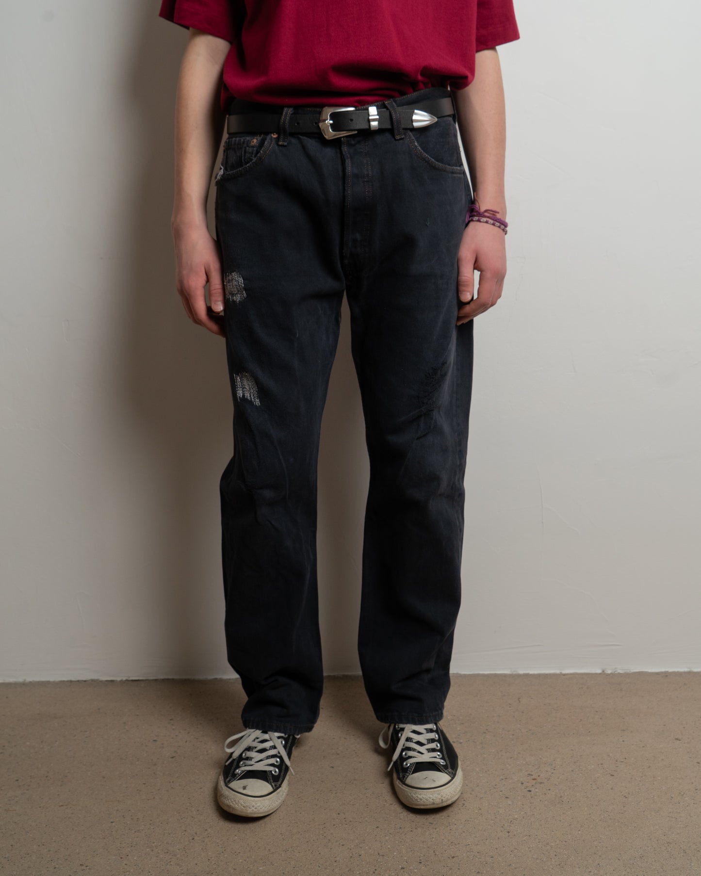 vinatge levis 501 - black mended - jeans - 34x30