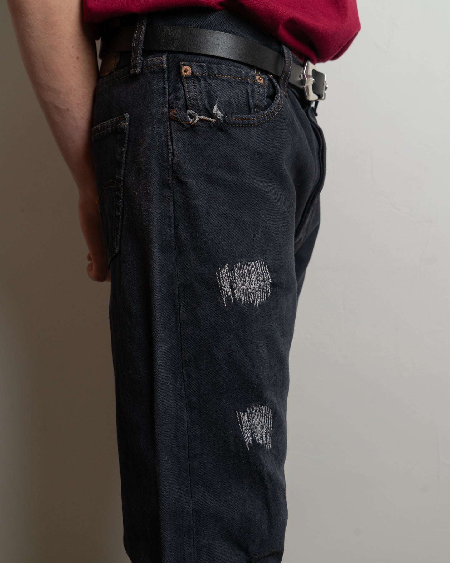 vinatge levis 501 - black mended - jeans - 34x30
